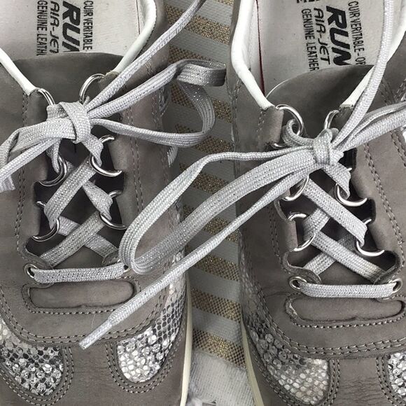 Mephisto Runoff Air Jet System Silver Snakeskin Grey Leather Lace Up Shoes - Picture 8 of 16